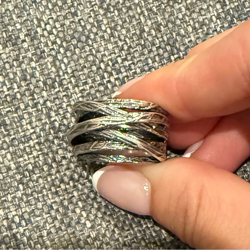 Or Paz PZ Israel Sterling Silver 925 Wide Band Chunky Layered Branch Ring Sz 6